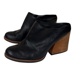 Kork-Ease Challis Clog Black Leather High Heel Mule Size 9M